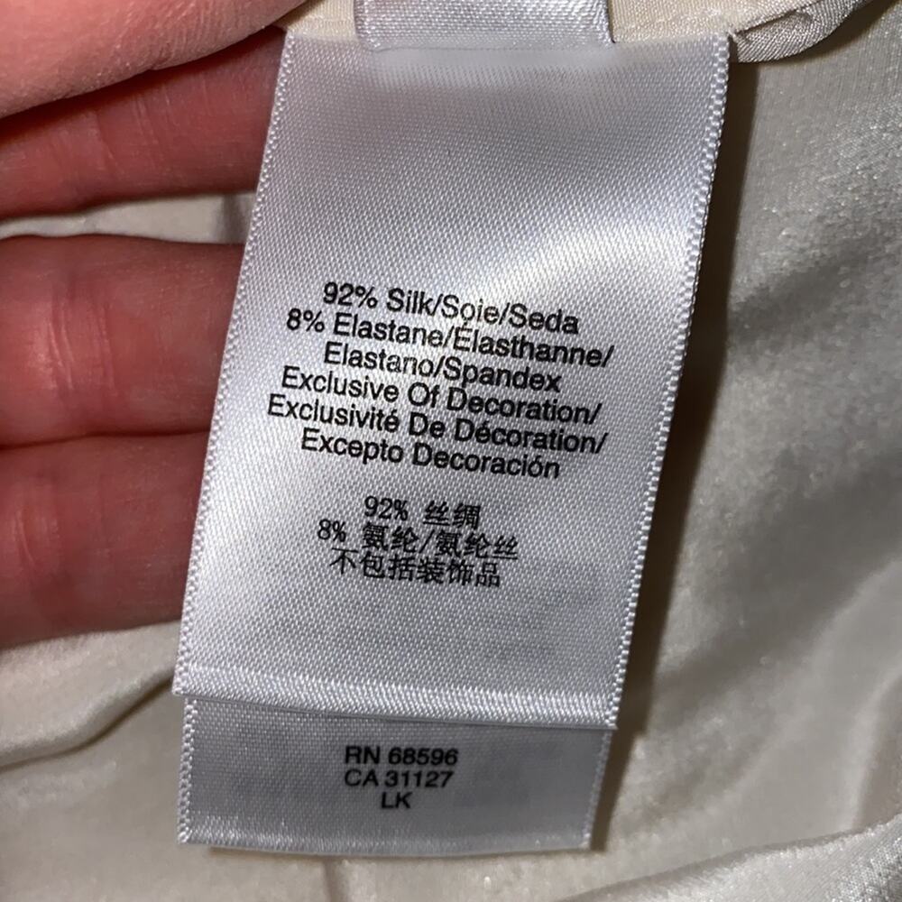 DKNY Cream Silk Racerback Sleeveless Tank w/ Blue “DNKY” Logo Sequined NWT Sz M - Picture 8 of 12